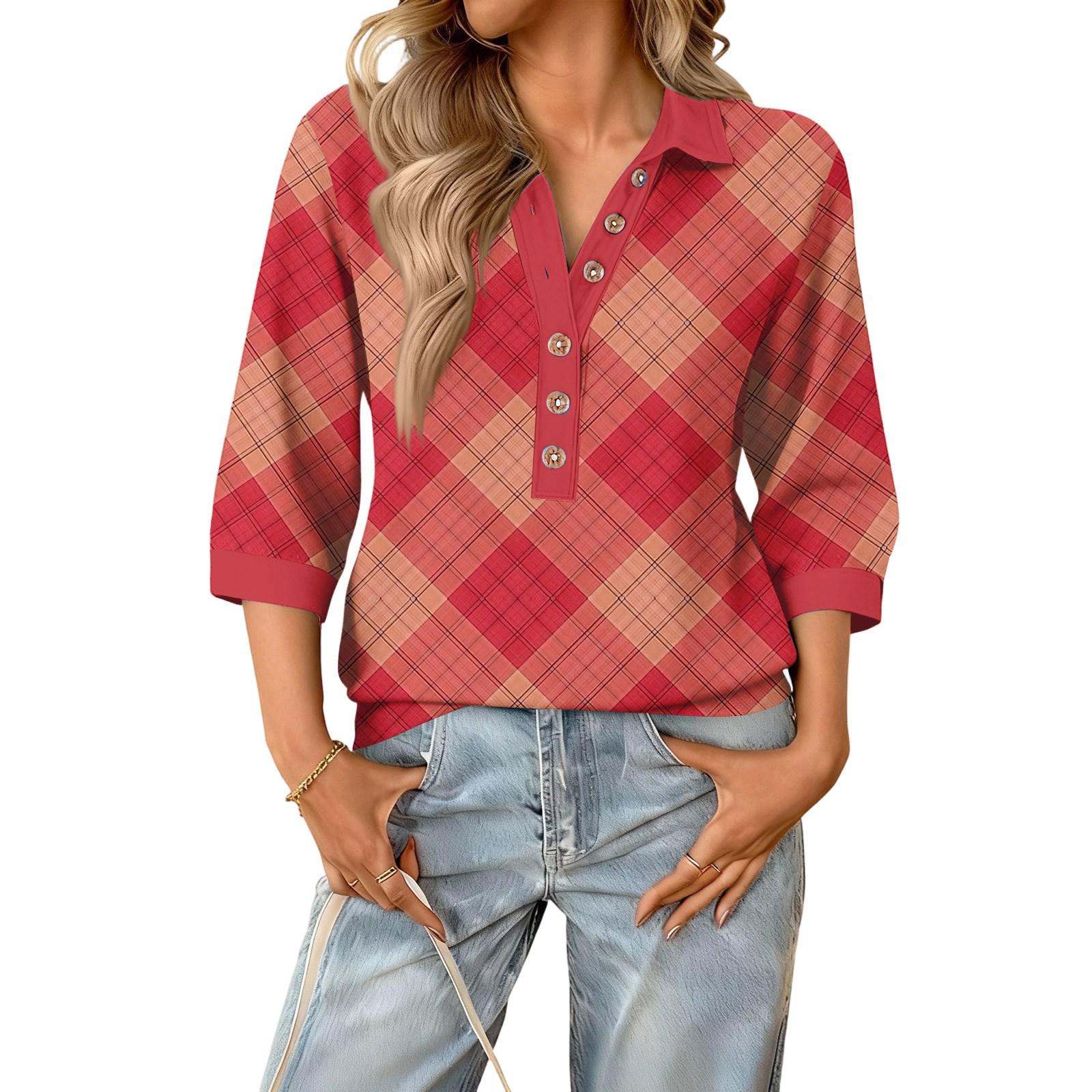 Plaid Button Down Long Sleeve Shirts for Women Casual Womens Long Sleeve Tops Henley Long Sleeve Tops for Women XXL тёмно-синий