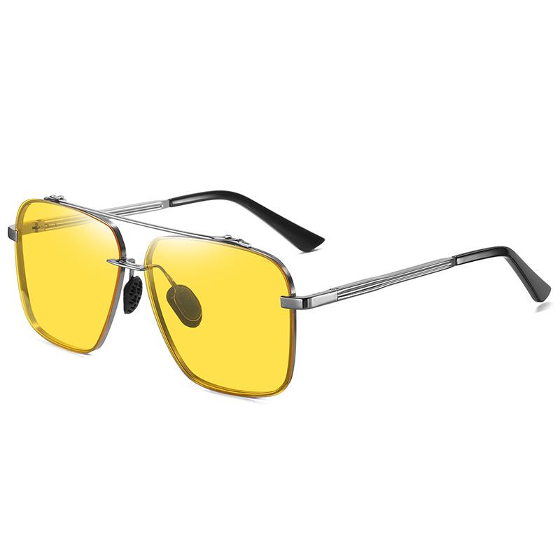 aoron Half-frame Square Sunglasses Men's Polarized Sunglasses Driving Night Vision Glasses