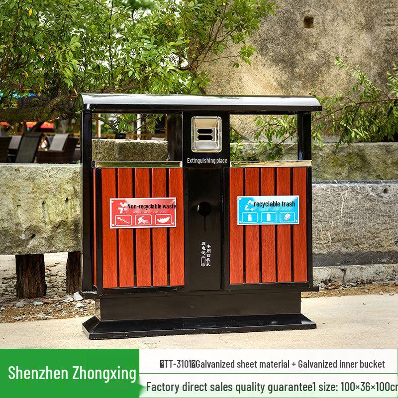 Stainless Steel Outdoor Trash Can: Large Sanitation Bin for Fruit Peels and Waste