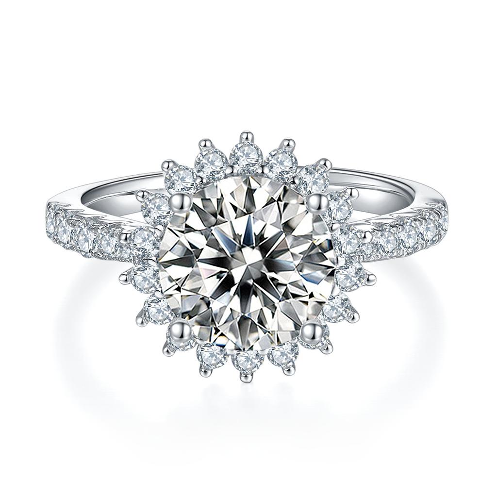 Sunflower Natural Wind Belt Moissanite Ring S925 Sterling Silver Inlaid 1 Carat Mozambican Ring