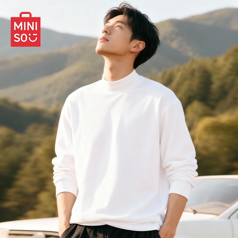 Men's MINISO Fleece-Lined Semi-High Collar Thermal T-Shirt