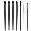 Rytrre Eyeliner Brush Angled Flat Definer Eyeliner Makeup Brushes Extra Fine Curved Pencil Point Eyeliner Brush for Precision Liner 7pcs Black