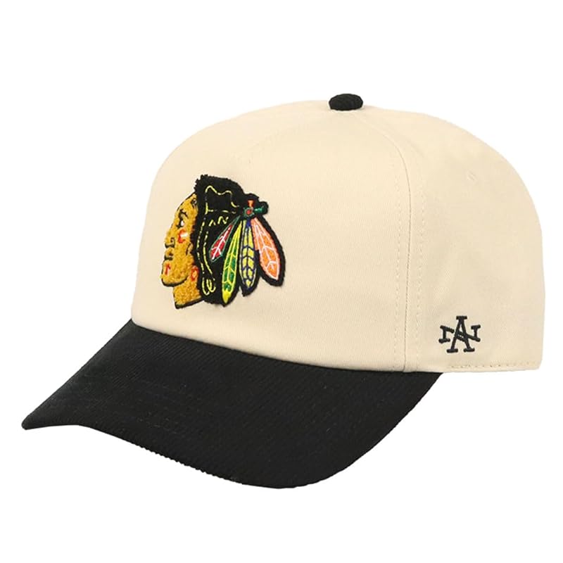 

[American Needle] кепка chicago blackhawks логотип НХЛ шляпа мужская женская хоккей на льду вельветовая унисекс кремовый x черный