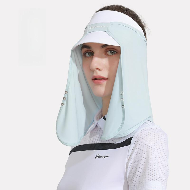 Sun Visor Hat With Neck Flap Summer Sun Protection Cooling Shawl Breathable Mesh Sport Cap Removable Full Cover Visors
