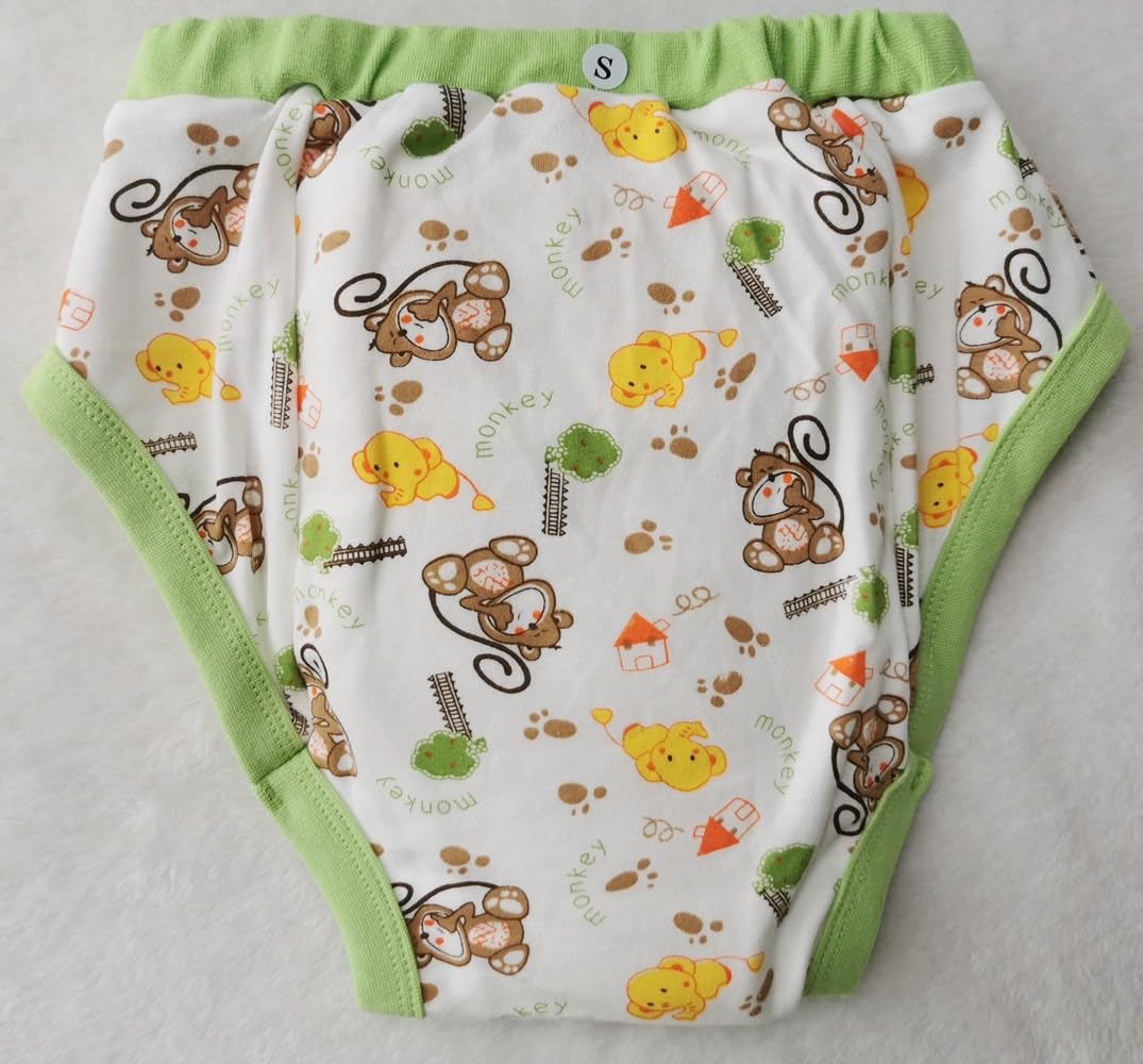 

Водонепроникний чохол для підгузка для дорослих, Штани для нетримання, Підгузок для догляду за літніми людьми, Чохол від нічного нетримання, Тренувальні штани, Зелений, Милий дизайн мавпочки, ABDL (Розмір L)