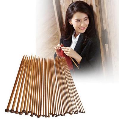 36pcs/lot 18 Size Carbonize Bamboo Single Pointed Crochet Knitting Needles Set Kit Smooth Crochet Tool Needle Arts Craft
