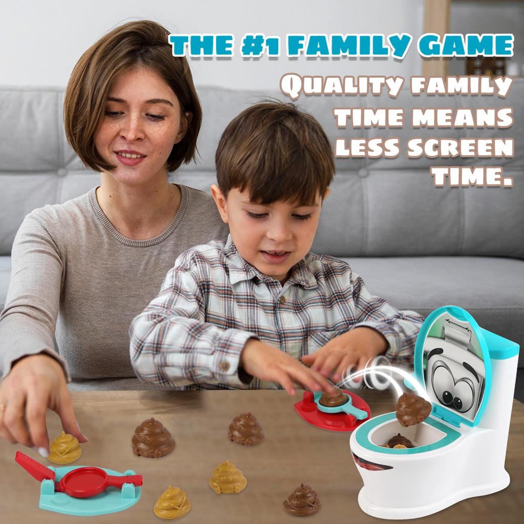 Toilet Poop Shooting Toy, Kids Toy, Turquoise & White, Indoor Play Time