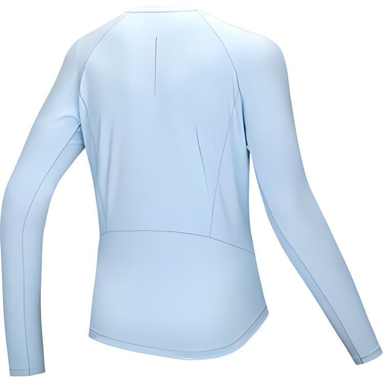 Anta Running Series Logo Solid Color Round Neck Long Sleeve Knit Top Women Tops Frost-Blue 962445402-5