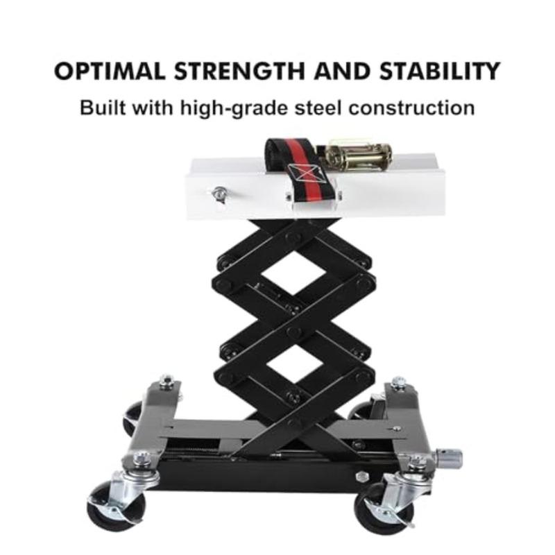 450 LBS Low Profile Transmission Jack - Heavy-Duty Auto Repair Lift with 7-23 Inch Hght Range 2M Safety Straps and 4 Brake Whee
