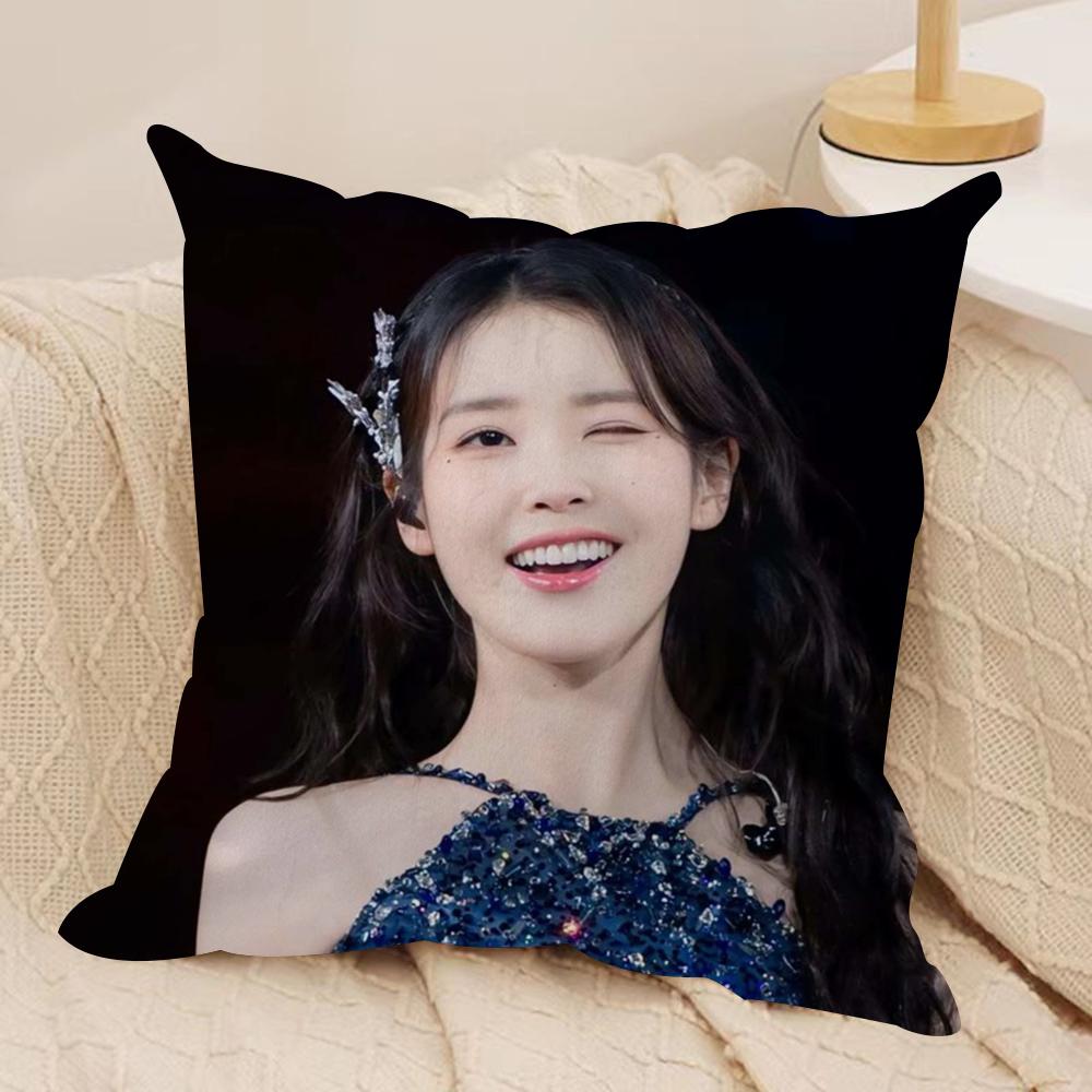 Korean Lee Ji Eun IIU Cushion Cover Silky Short Plush DoubleSided Printed Pillow Case for Sofa All Seasons Home Decor Gift
