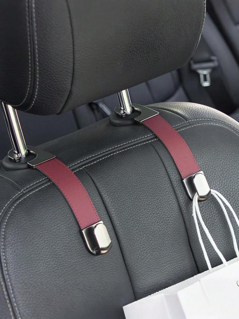 1Pc Hidden Car Seat Back Hook - Metal & Leather Material, Foldable Scratch-Resistant Alloy Hook, Ideal for Rear Seat Storage