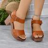 Nowe Letnie Damskie Sandały na Wysokim Obcasie Jednopaskowe z Odkrytymi Palcami Detal Klamry Styl Casual