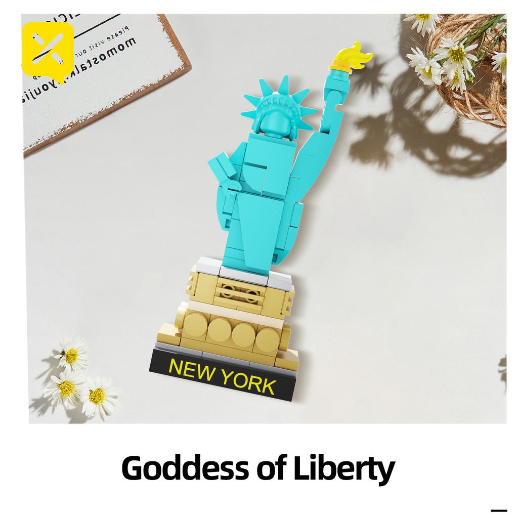 World-famous Refrigerator Magnet Building Blocks Stickers Toys Famous City History Children's Assembled Brick Halloween Easter