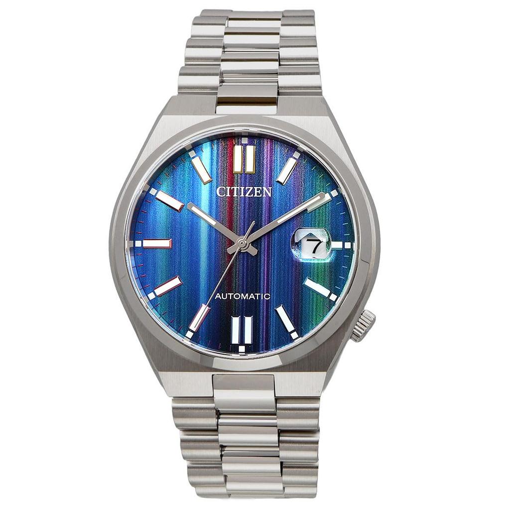 CITIZEN TSUYOSA Collection AUTOMATIC NJ0151-53W men's watch sapphire glass multicolor rainbow index silver international model
