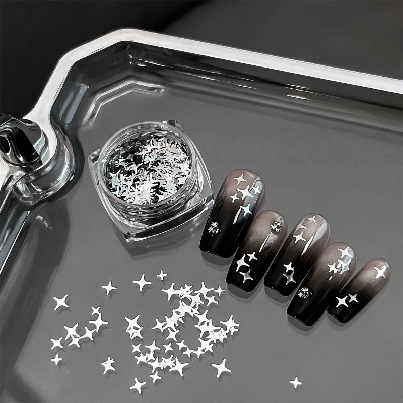 2Pcs Laser Sequin Butterfly Star Glitter Powder Nail Art Accessories Decorations Diy Manicure Tool