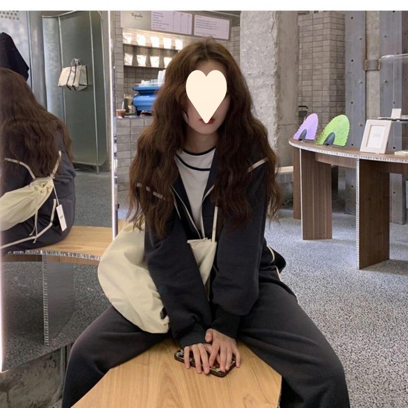 Sports Suit for Women in Spring and Autumn Korean Style Loose Fashion Sweatshirt Casual Running Wear Two-piece Set