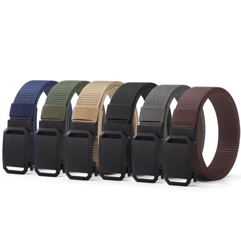 Unisex Nylon Tactical Belt with Alloy Buckle and Braided Leather Detail