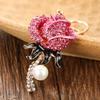 Keychain Pendant Sparkling Rhinestones Inlaid Imitation Pearl Rose Design Key Chain Lightweight Car Bag Decorative Accessory