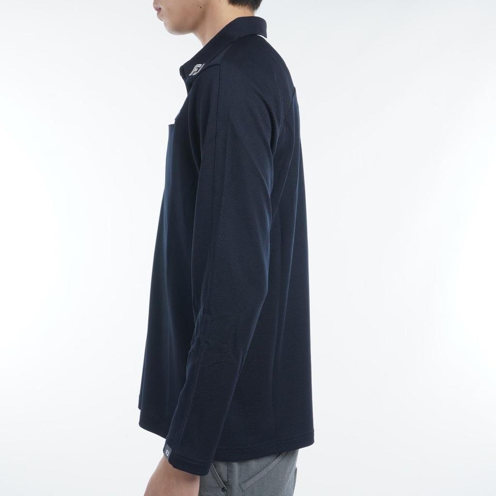 FootJoy DRY THROUGHLIGHT Front Pocket Long Sleeve Shirt, Navy, Men's, Size XL (FJ-F24-S01, 32166-XL)