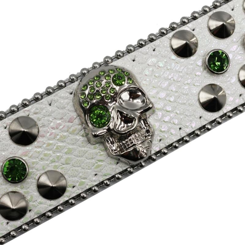 Punk Skull Buckle Belt for Adult Teens Rhinestones Rivet Studded Belt Halloween Party Music Festival Belt Eye Catching