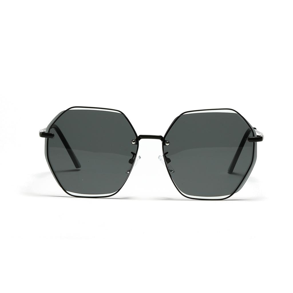 Metal Glasses Men'S Polygonal Large Frame Face Covering Plain Glasses Retro Sunglasses Women'S Sunglasses