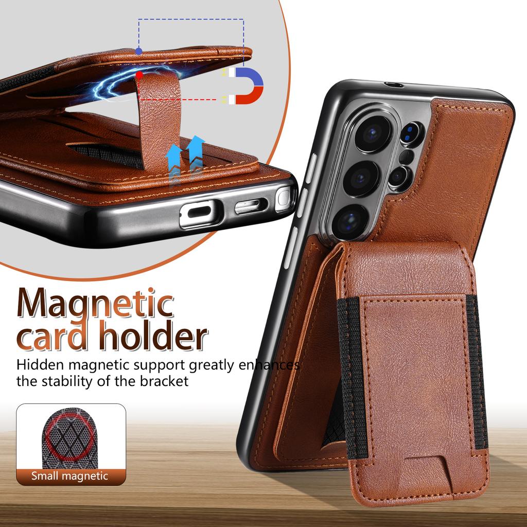 Vintage Leather Magnetic Case For Samsung Galaxy S26 Ultra S26+ Plus With Magnetic Kickstand Wallet Pocket Card Slot Holder