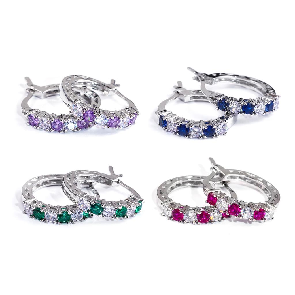 Stylish Cubic Zirconia Stud Earrings Fashionable Copper Earrings Jewelry Highlighting Colorful Zirconia Embellishment