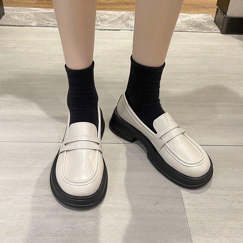 New Jk Uniform Single Shoes Japanese Small Leather Shoes Women's Spring British Style Platform Loafers 2025 One-pedal Black