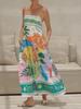 2026 New Beach Style Sleeveless Spaghetti Strap Dress with Positioning Print for Women
