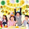 Sunflower Birthday Party Decorations Green Yellow Sunflower Banner with Honeycomb Balls Hanging Swilrs and Circle Dot Garland for Boy Girl Sunflower