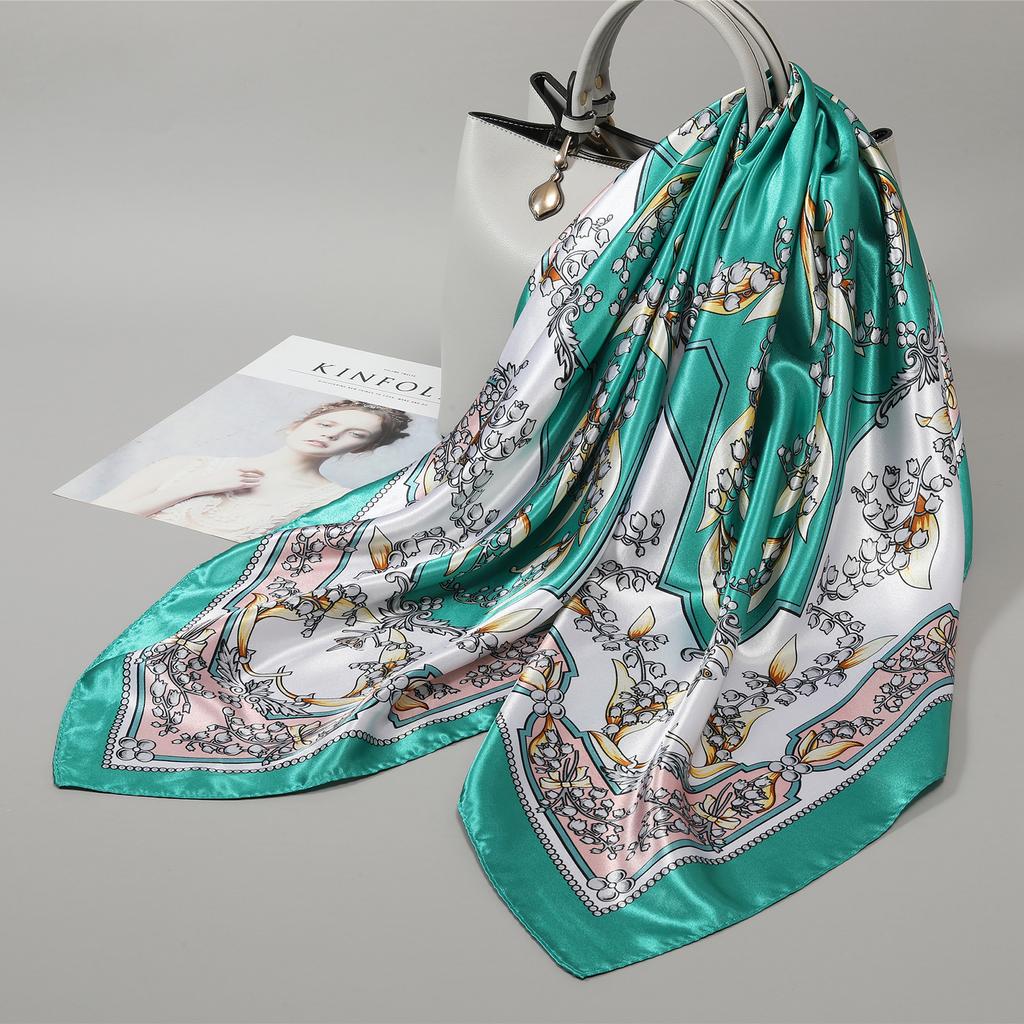 90 Square Scarves, Silk Scarves, Women's New Spring and Summer High-end Sense Versatile, Thin Scarves, Shawls Outside