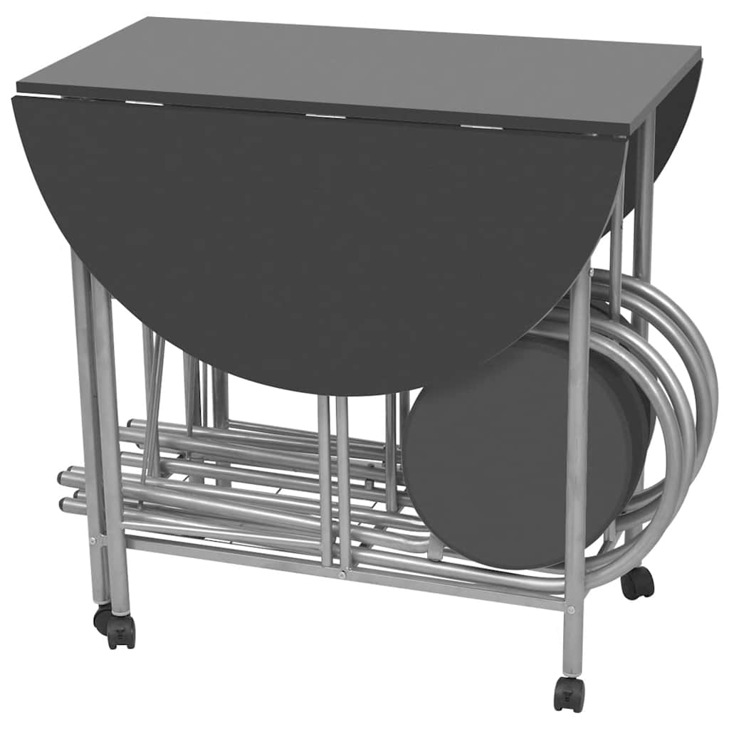 Vidaxl Folding Dining Set - 5 Elements MDF, Black