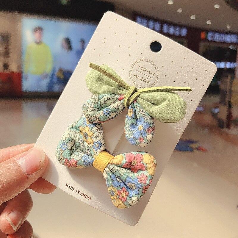 

2 шт., детская заколка для волос с бантом, заколка с цветком для девочек, свежая и милая заколка для волос, защищающая от травм, модный головной убор принцессы WBL зелёный