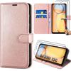 Case - E.F.Connection - for Xiaomi Redmi 13C - Shockproof PU Leather - Card Pocket - Adjustable Stand - with 2 Tempered Glasses