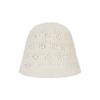 VARZAR VA Curved Oval Metal Floral Punching Knit Bucket Hat Cream