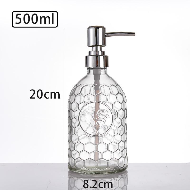 500ml Skleněný dávkovač s pumpičkou na dezinfekci rukou, šampon nebo sprchový gel