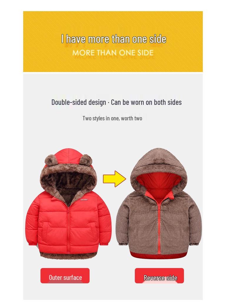 Children's Off-Season Lambswool Cotton Jacket - Plus Velvet Thickened, Warm Coat for Boys and Girls