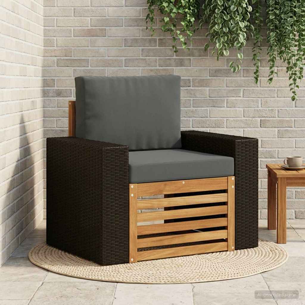 Outdoor Mid Section Sofa Solid Acacia Wood Natural