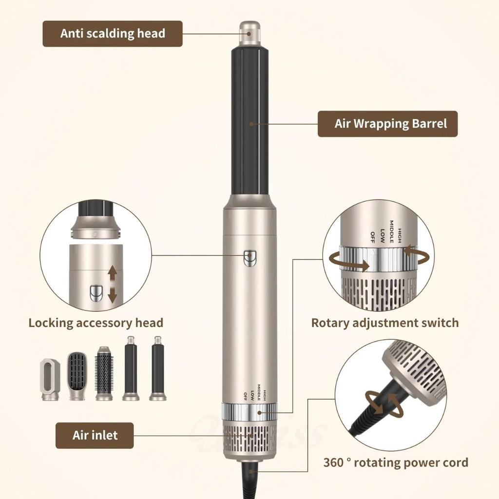 New 5 in 1 Curling iron Multi-functional Professional Hairdresser Straightener with Hairbrush Hair Dryer Multi-functional Styler
