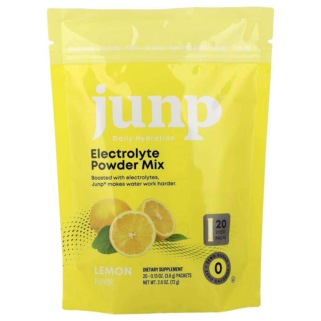 JUNP Hydration, Electrolyte Powder Mix, Lemon, 20 Stick Packs, 3.6g (0.13oz) Each