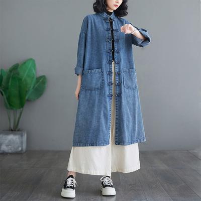 Dámské džínové bundy kabát podzim nadměrná velikost ležérní košile s dlouhým rukávem volné modré vintage knoflíky dámské topy