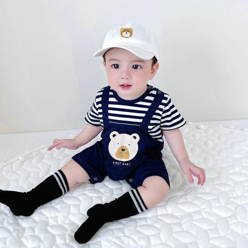 

Преппи ромпер на первый день рождения малыша – Формальный летний комбинезон с коротким рукавом 90 cm