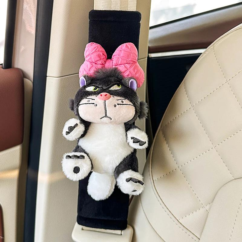 New Cat Car Seat Belt Shoulder Cover Cute Universal Car Cartoon Kitten Car Interior Decoration Safety Belt Car Accessories Woman