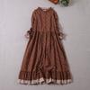 Women's Fashion Cotton Linen Long Sleeve Splicing Loose Large Size Floral Dresses
