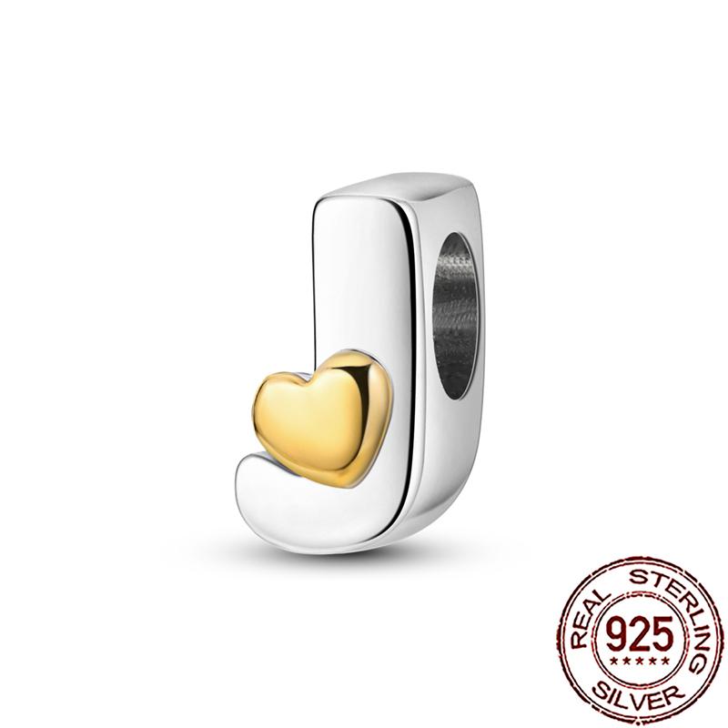 New Stylish Charms Genuine Copper Heart Alphabet Letter A B C Charm Beads Fit Snake Chain Arm Bracelet Necklace Women Do-It-Yourself Jewelry