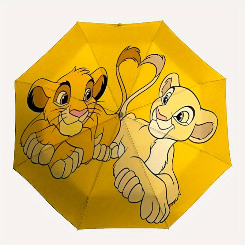 1pc Lion King Simba & Nala Heart Shaped Tail Pattern Automatic 3-Fold Umbrella, 8 Iron Frames, High-Value Folding Umbrella, Suitable for Off