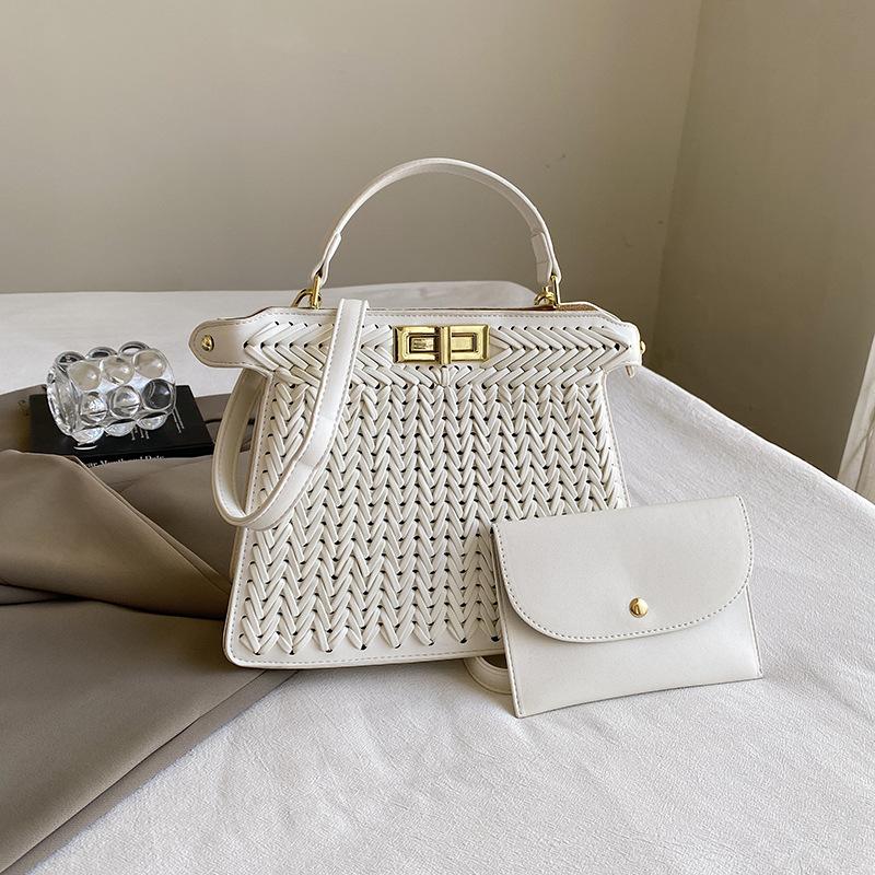 

Handbag bag women 2025 new fashion woven bag high sense large capacity creative handbag commuter messenger bag белый