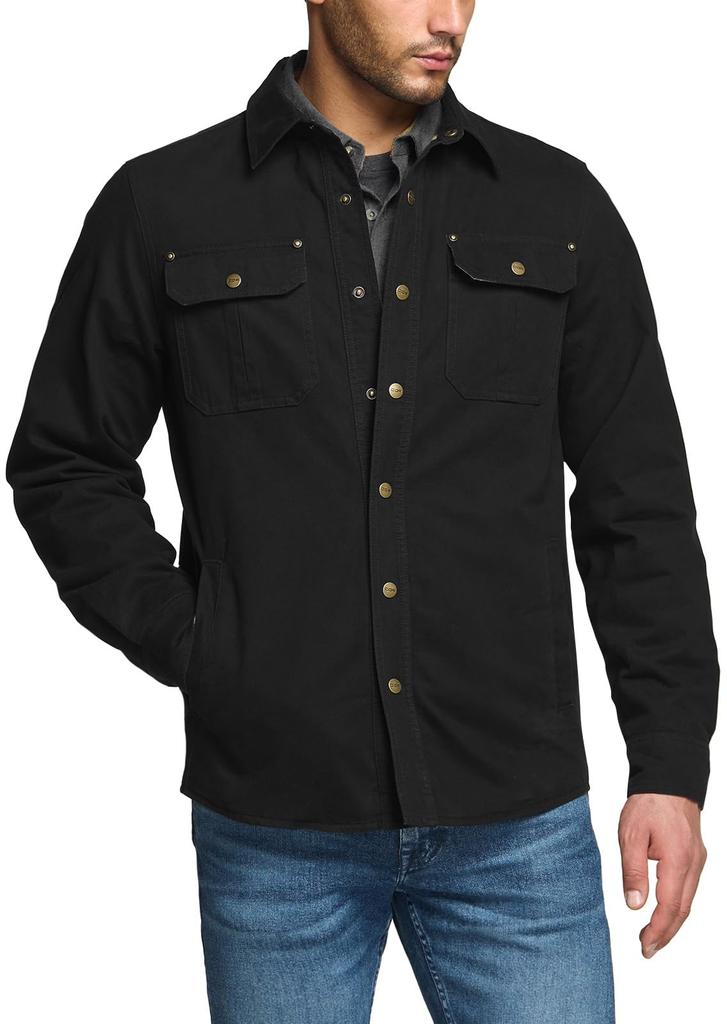 CQR Warm Twill Jacket with Flannel Lining for Warmth and Ideal for Outdoor and American Casual and Model Men's Protection, Hiking, Activities,