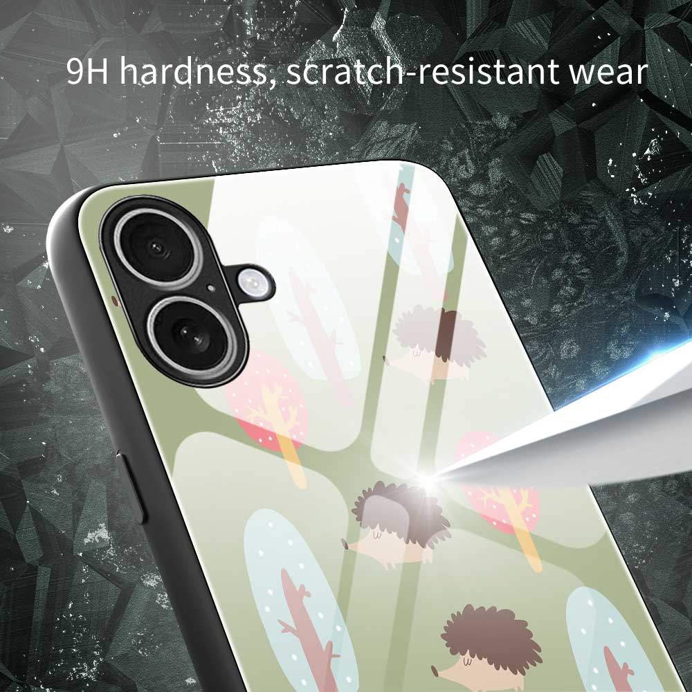 For iPhone 17 Case PC TPU Tempered Glass Pattern Printing Anti Drop Phone Back Cover