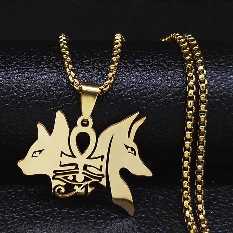 Ägyptischer Skarabäus Auge des Ra Horus Halskette Edelstahl Gold Ankh Schlüssel des Lebens Schmuck Halsband Elegantes Geschenk N2336S01